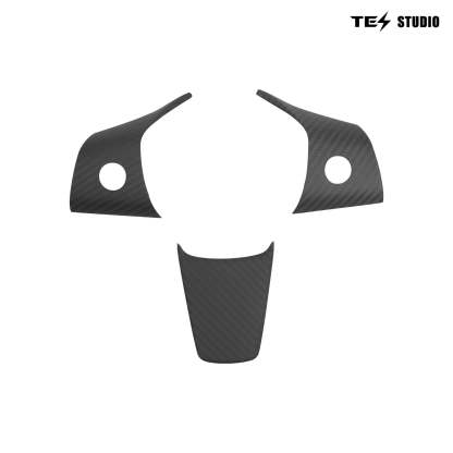 Tesla Model 3/Y Real Carbon Fiber Steering Wheel Decal Model 3/Y Steering Wheel Trim Tesstudio? (3Pcs)