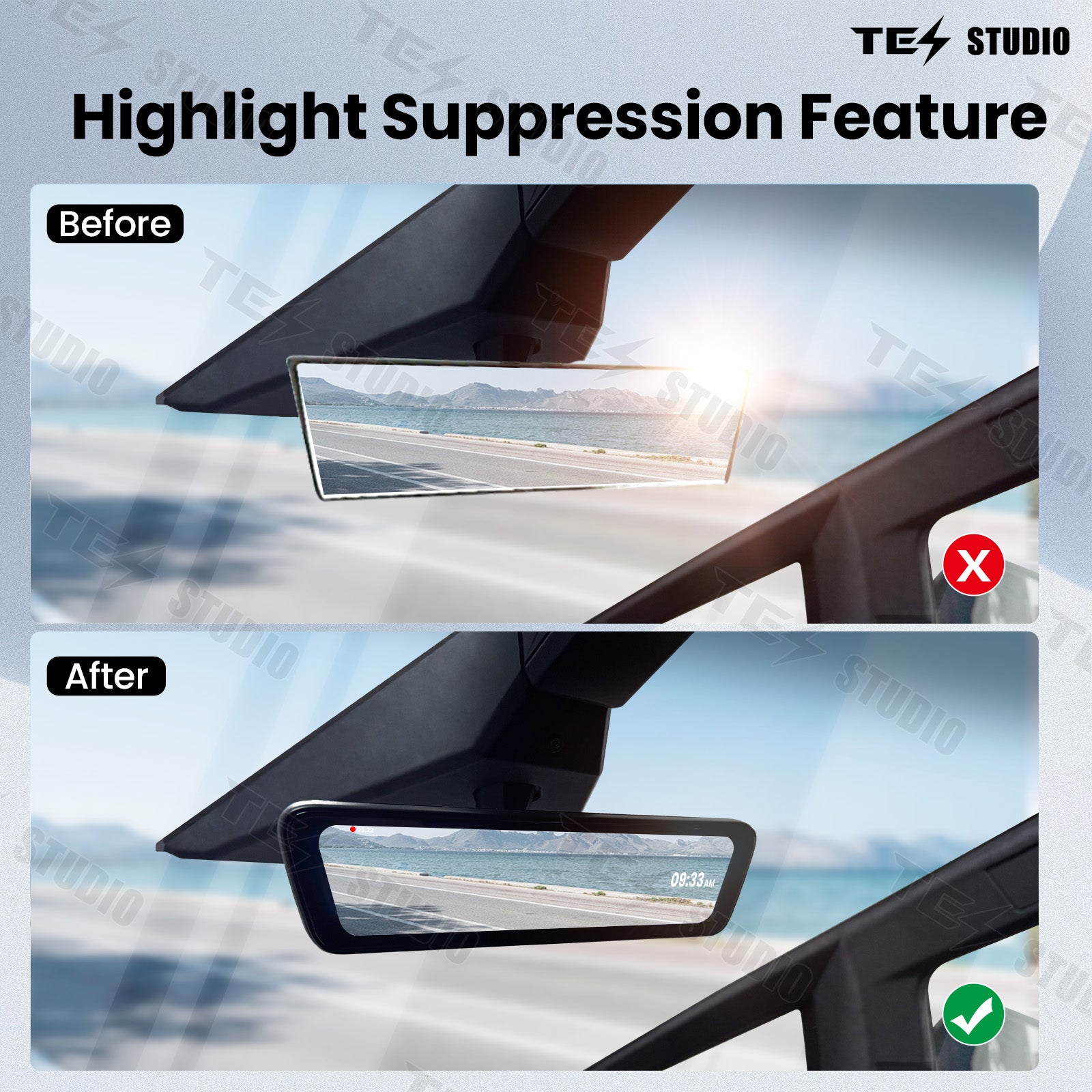 Streaming Rearview Mirror S8 Plus Front And Rear Dual Recording Digital APP Version For Tesla Cybertruck