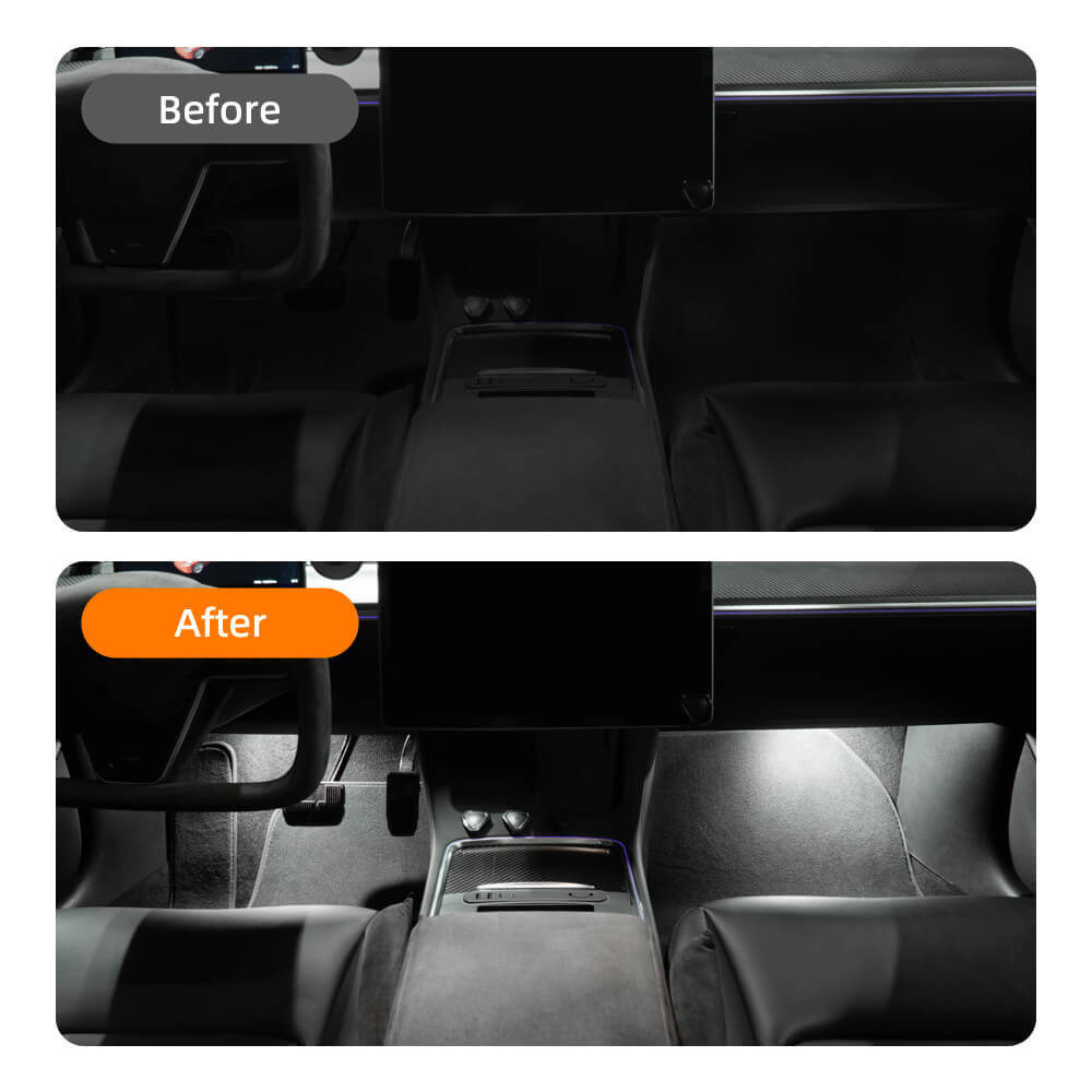 Tesstudio Premium Metal Shell Footwell Lights - Perfectly Customized Lighting Upgrade for Model Y/Model 3 and Model S/X
