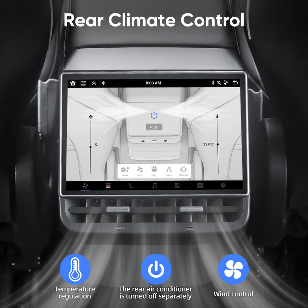 Tesstudio R86 Android Rear Entertainment Screen for Tesla Model 3/Y - Essential Tesla Accessories Upgrade with 8.66" HD Display-Tes studioScreen,Model Y interior,Model 3 interior,Model Y,Model 3tesla accessories