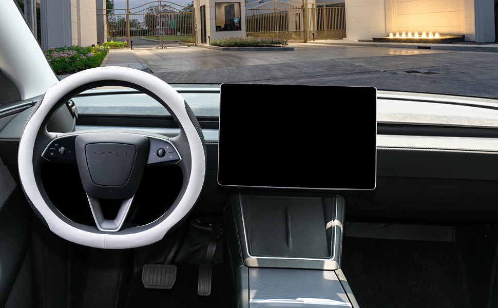 tesla steering wheel cover white