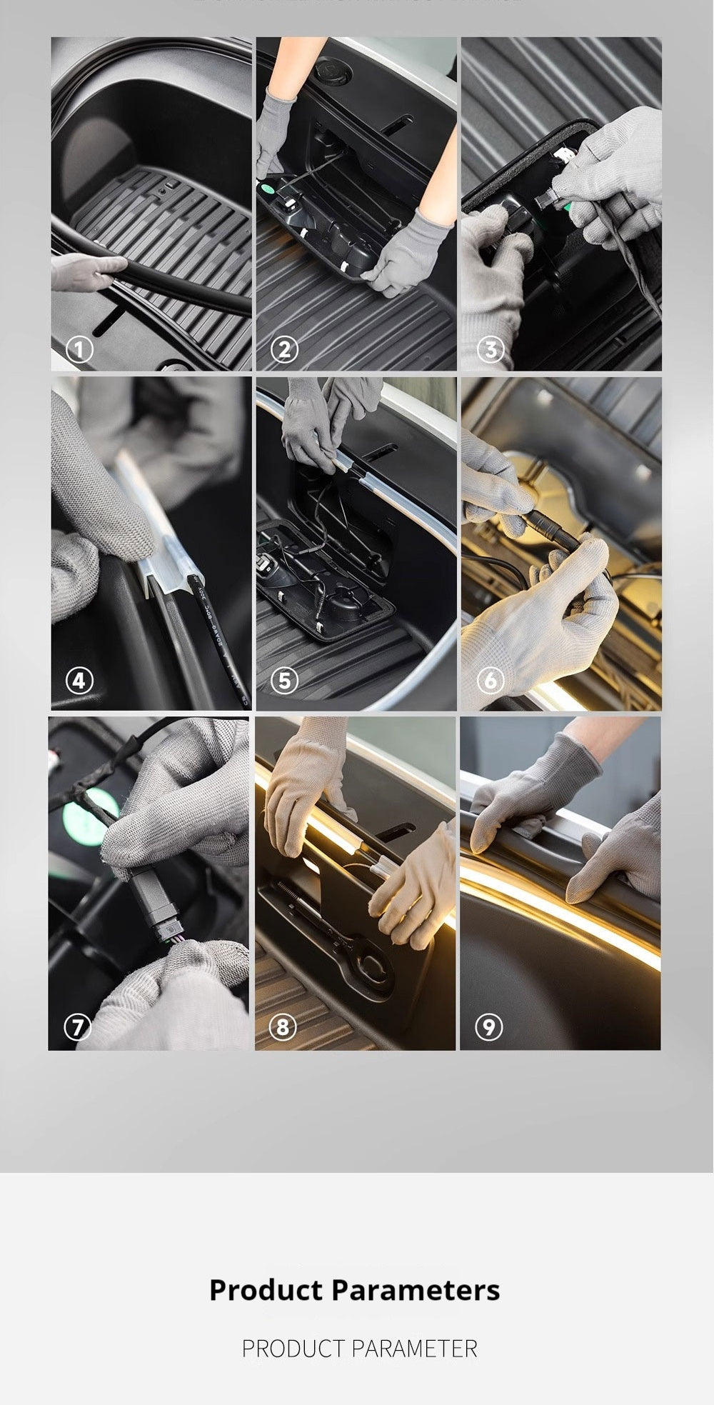 Tesla Model 3 Highland Frunk LED Strip Lights Tesla Accessories Model 3 Highland Front Trunk Ambient Lights Tesstudio?