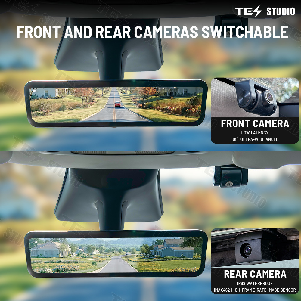 S92 Rearview Universal Fit | 1080P HD DVR | Dual Way Video Recorder with WiFi | Anti Glare