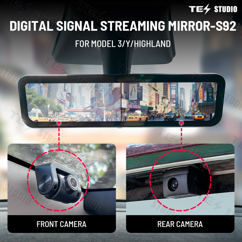 S92 Rearview Universal Fit | 1080P HD DVR | Dual Way Video Recorder with WiFi | Anti Glare