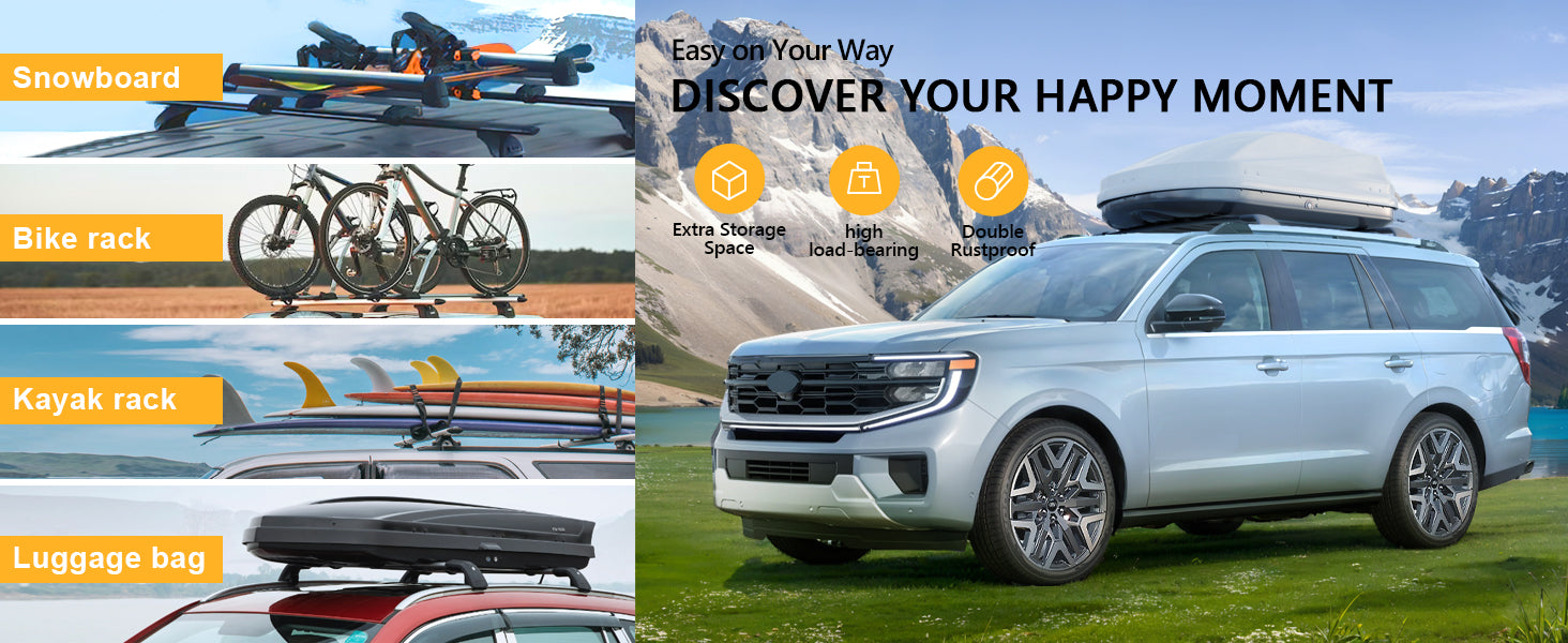 220lbs Roof Racks Cross Bars For Ford Expedition 2018-2025 & Lincoln Navigator 2018-2024