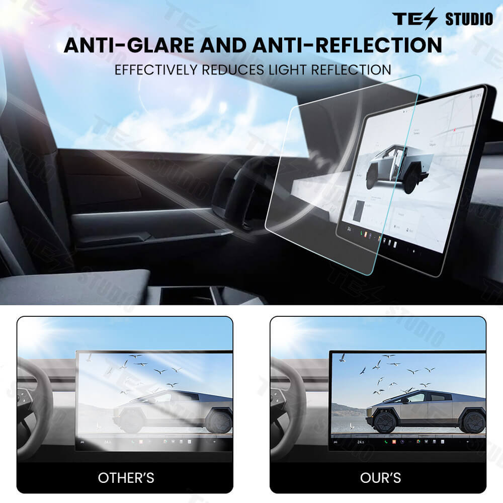 Tesstudio Ultra Tough Screen Protectors for Tesla Cybertruck 2024+/Front & Rear Display Covers 9H Hardness/Gift of an installation tool.