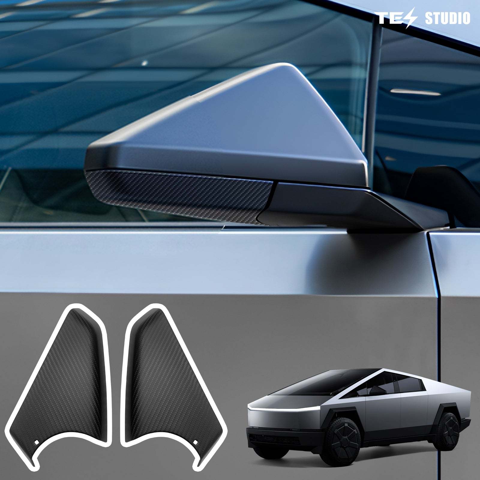 Tesla Cybertruck Carbon Fiber Rearview Side Mirror Bottom Covers Trim Side Mirror Accessories Tesstudio?