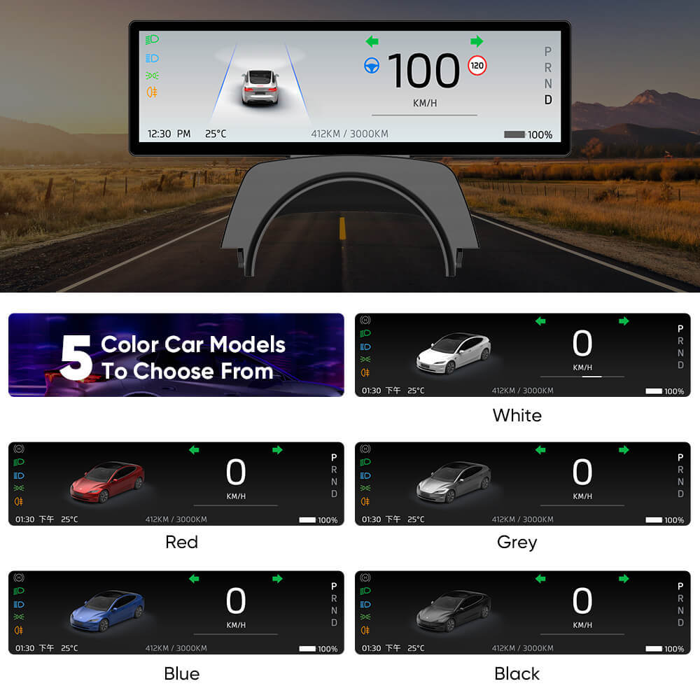 Tesla Rpm Meter Model 3/Y/Model 3 Highland 8.8-inch Speedometer Instrument Cluster ...