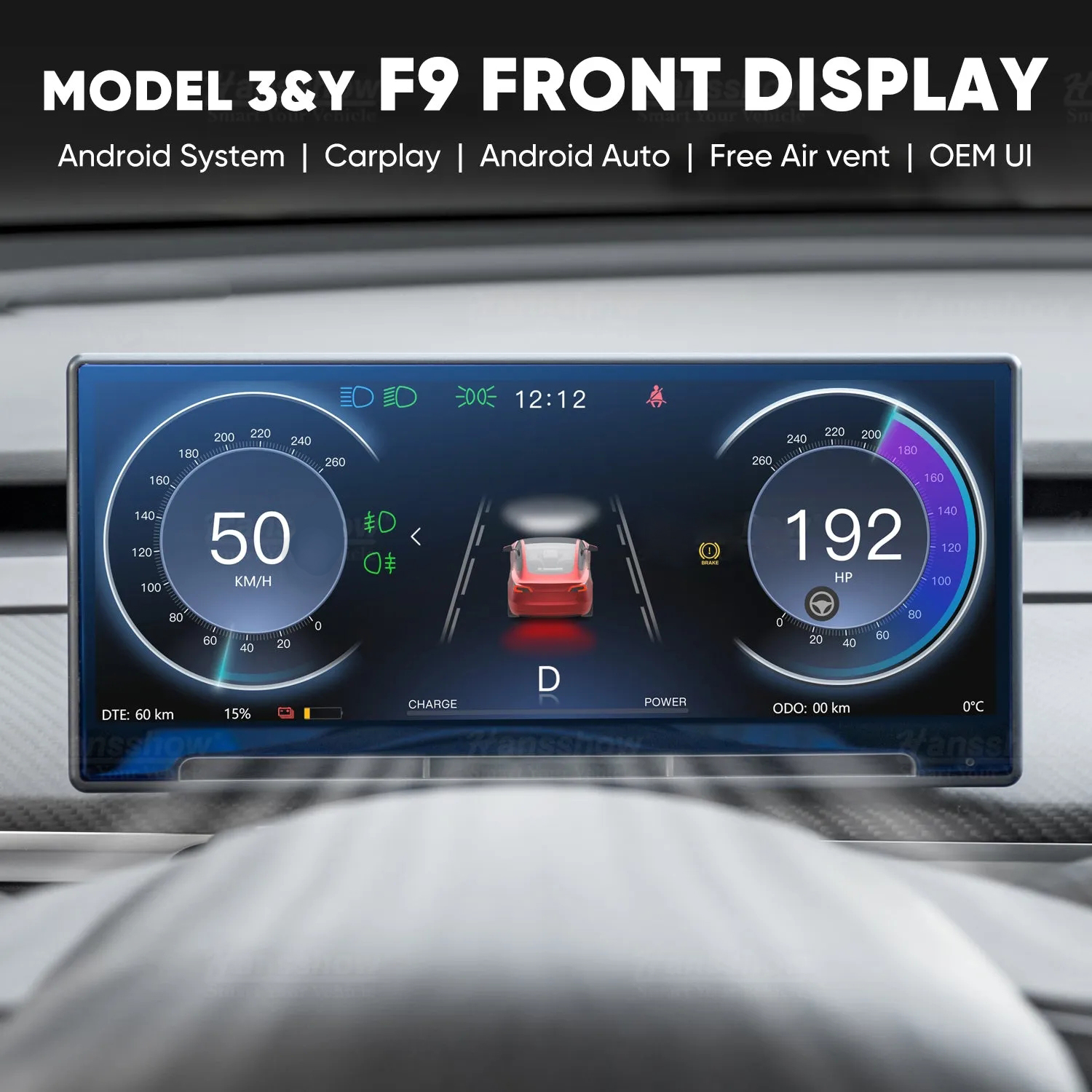 Tesstudio F9 9-Inch Touchscreen Dashboard Display with Carplay & Android Auto For Tesla Model 3/Y -Tes studioScreen,Model Y,Model 3,Model 3 interior,Model Y interiortesla accessories