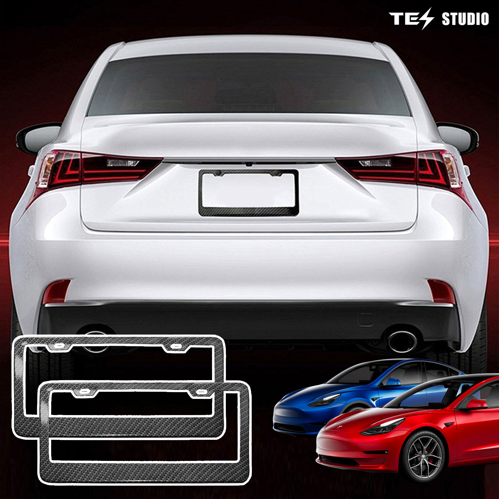 Tesla Model 3/Y/S/M Carbon Fiber License Plate Frame Front & Rear Holder Tesstudio?