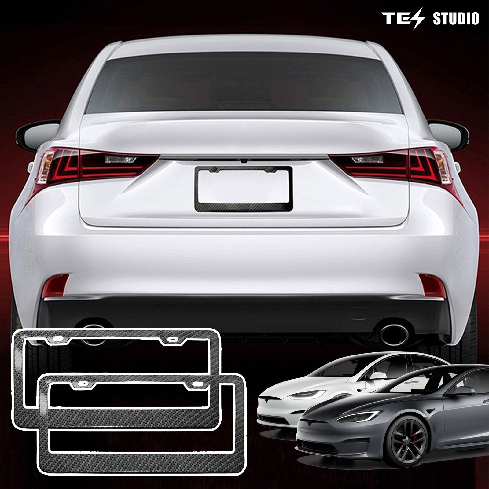 Tesla Model 3/Y/S/M Carbon Fiber License Plate Frame Front & Rear Holder Tesstudio?