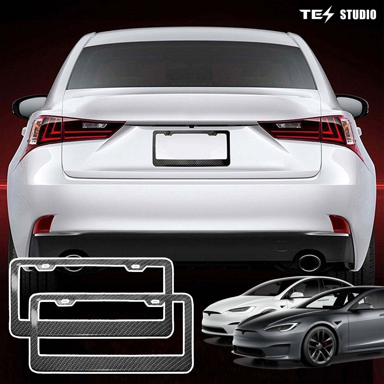 Tesla Model 3/Y/S/M Carbon Fiber License Plate Frame Front & Rear Holder Tesstudio?