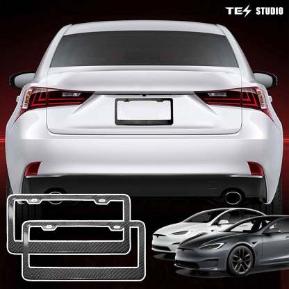 Tesla Model 3/Y/S/M Carbon Fiber License Plate Frame Front & Rear Holder Tesstudio?