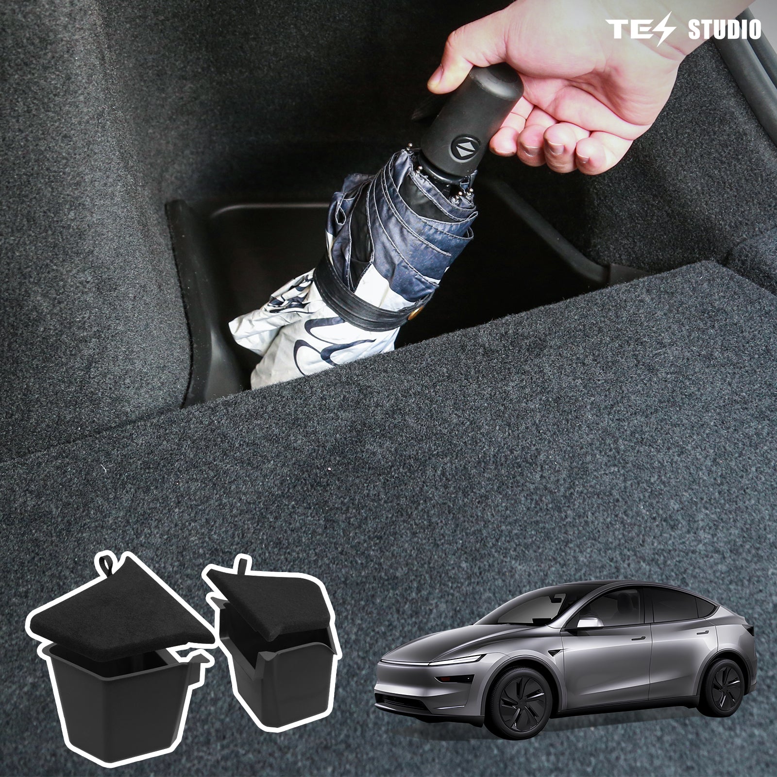 Tesla Model Y Juniper Interior Accessories Rear Trunk Organizer Storage Bins Tesstudio?