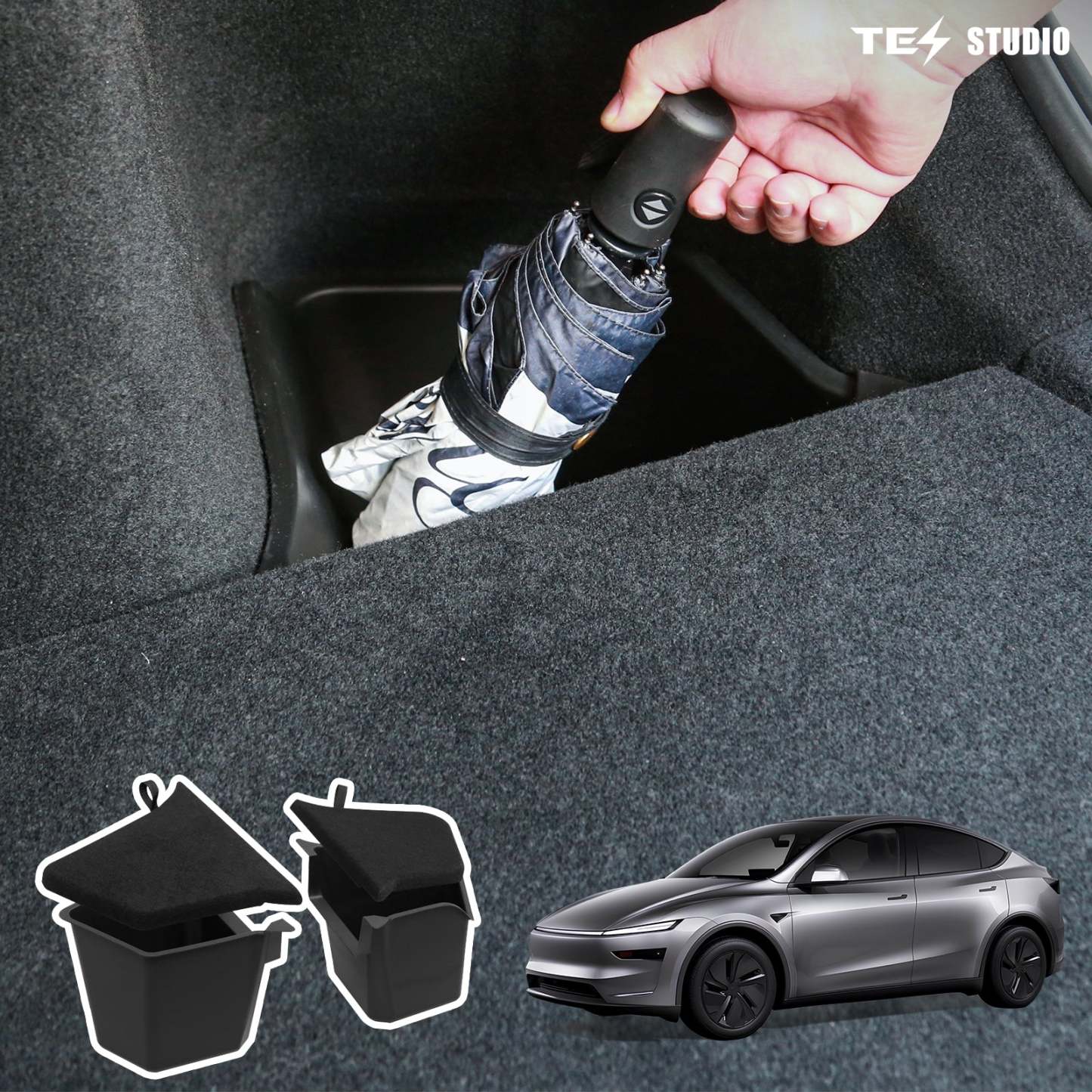 Tesla Model Y Juniper Interior Accessories Rear Trunk Organizer Storage Bins Tesstudio?