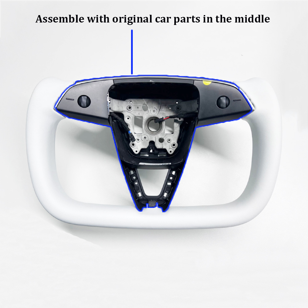 Tesstudio Model 3 Highland Premium Nappa Leather Yoke Steering Wheel-Tes studioSteering Wheel,Model 3 Highland,Model 3 Highland interiortesla accessories