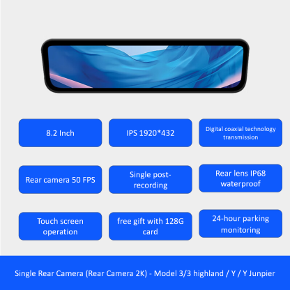 S82 Pro 2/4K HD 8.2Inch Streaming Rearview Mirror For Tesla Model 3/3 