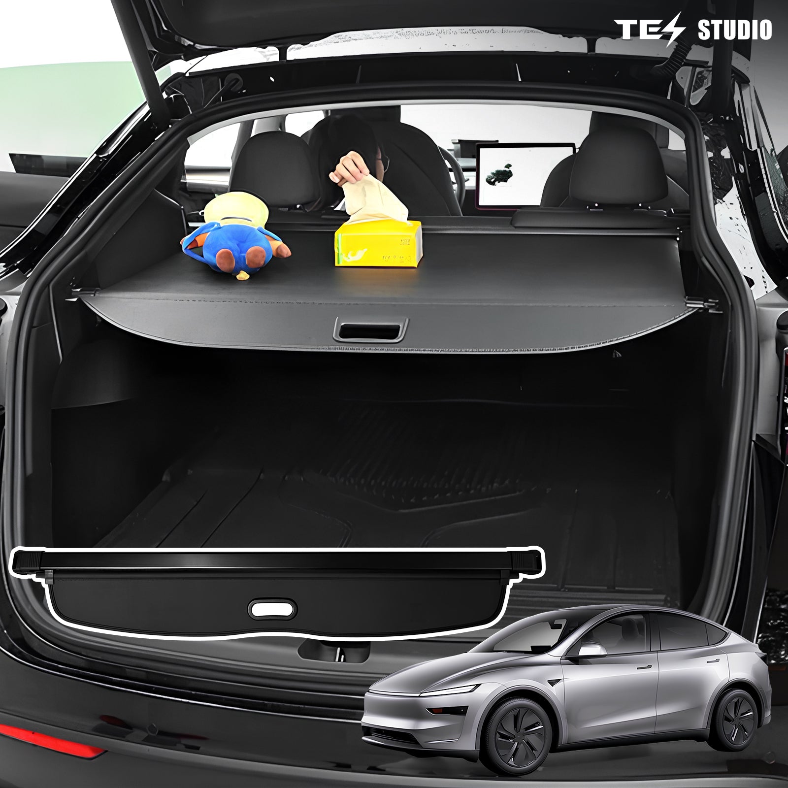 Model Y Juniper 2025 C2026 Retractable Rear Trunk Privacy Cargo