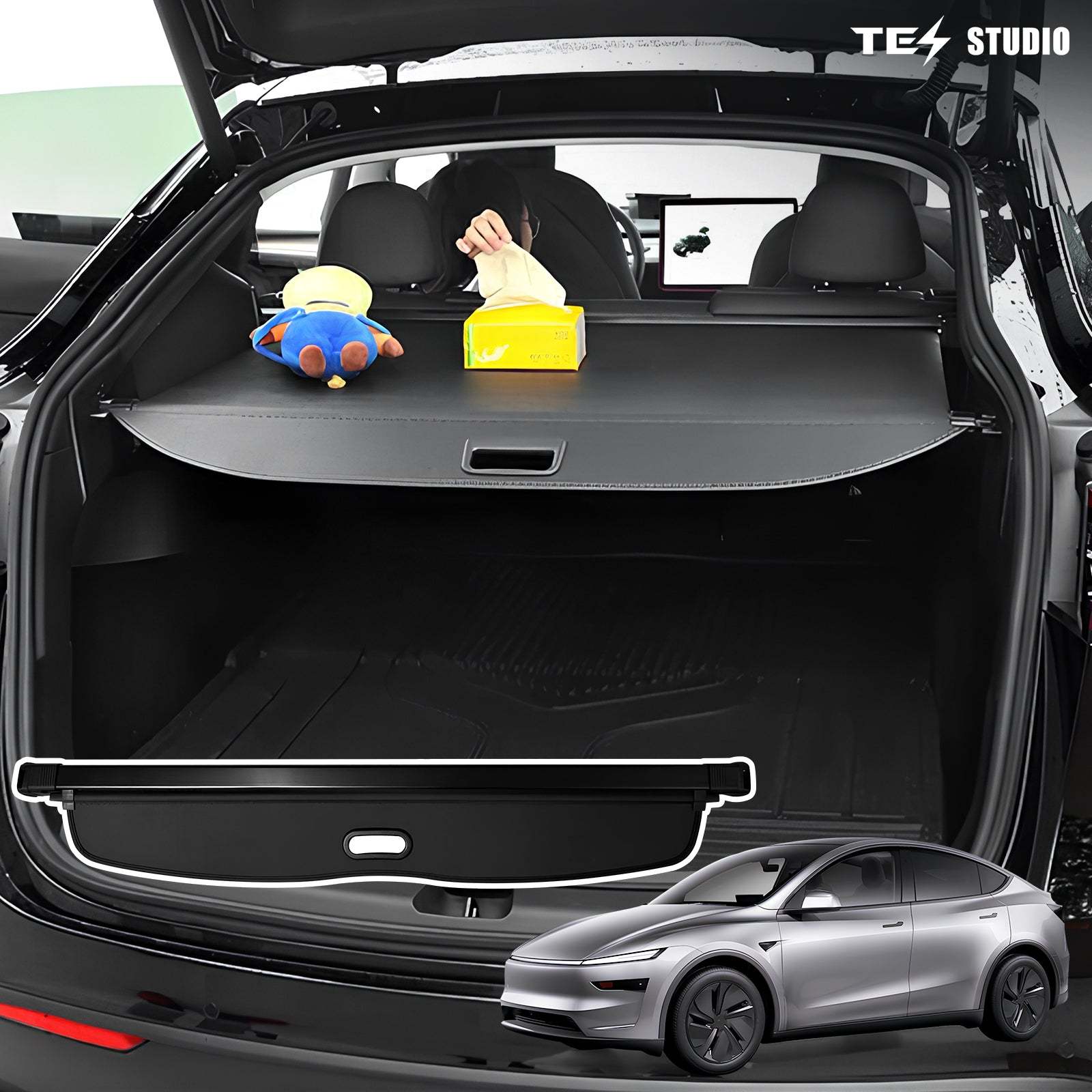 Tesla Model Y Juniper Interior Accessories Cargo Cover Rear Trunk Shield Privacy Cover Tesstudio?