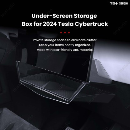 Tesla Cybertruck Interior Accessories Hideable Under Screen Storage Box with Center Console Organizer Tray Tesstudio®