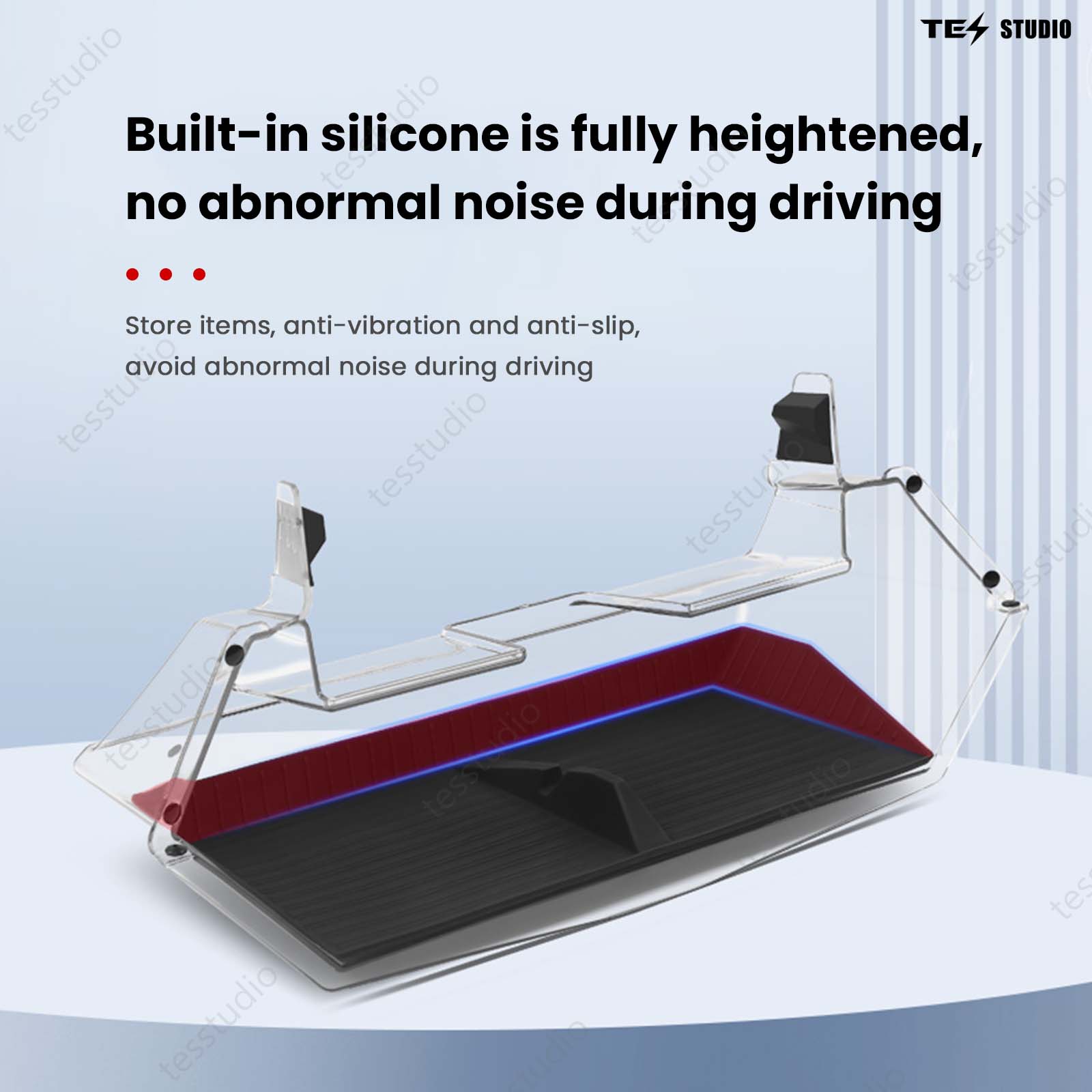 Tesla Cybertruck Interior Accessories Hideable Under Screen Storage Box with Center Console Organizer Tray Tesstudio®