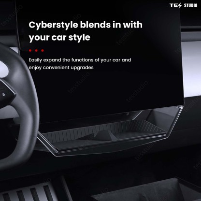Tesla Cybertruck Interior Accessories Hideable Under Screen Storage Box with Center Console Organizer Tray Tesstudio®