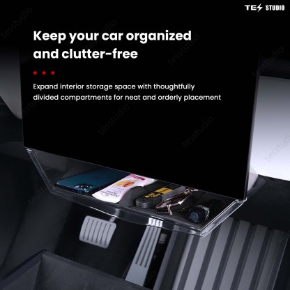 Tesla Cybertruck Interior Accessories Hideable Under Screen Storage Box with Center Console Organizer Tray Tesstudio®