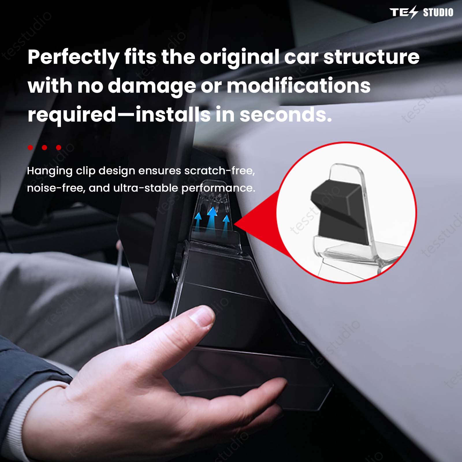Tesla Cybertruck Interior Accessories Hideable Under Screen Storage Box with Center Console Organizer Tray Tesstudio®