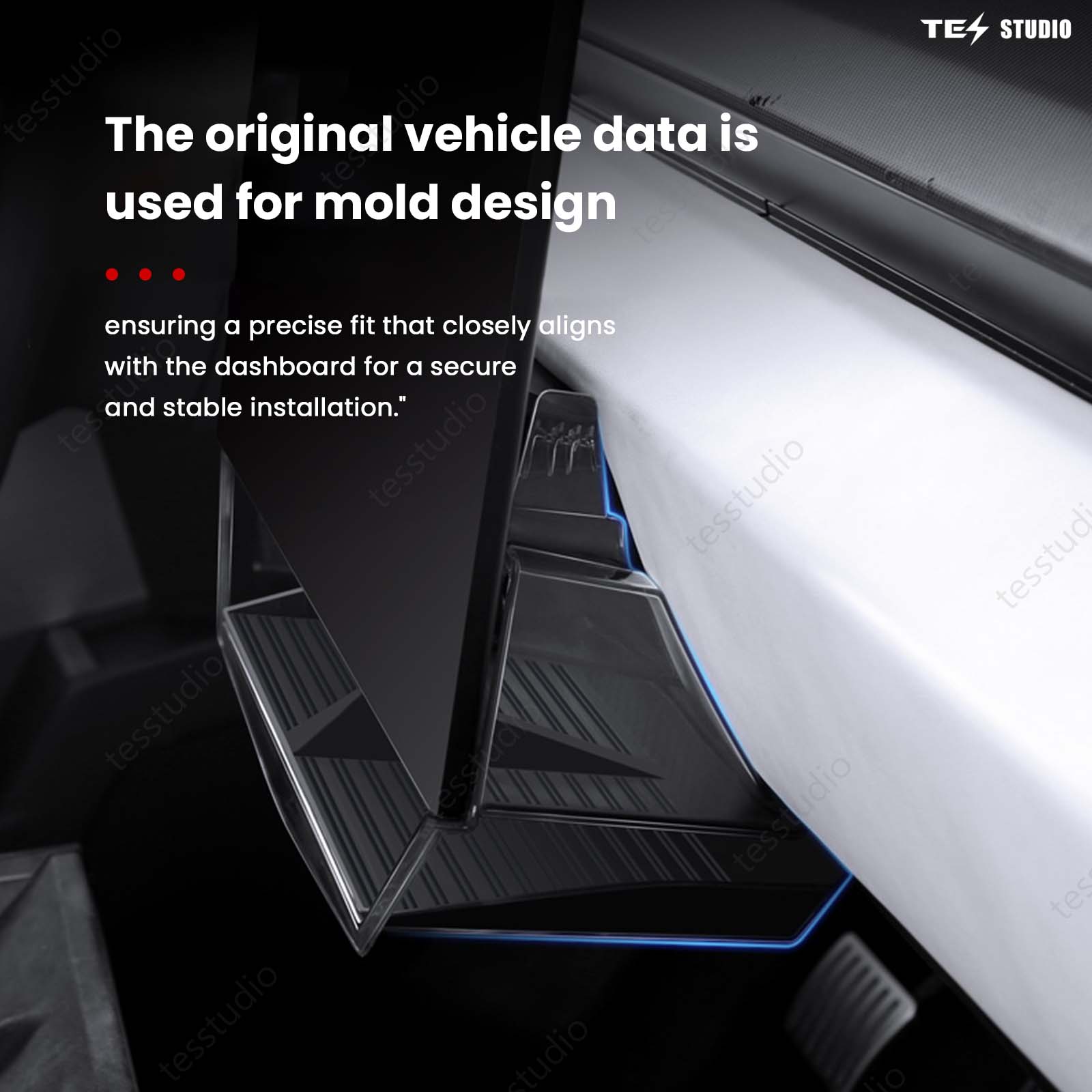 Tesla Cybertruck Interior Accessories Hideable Under Screen Storage Box with Center Console Organizer Tray Tesstudio®