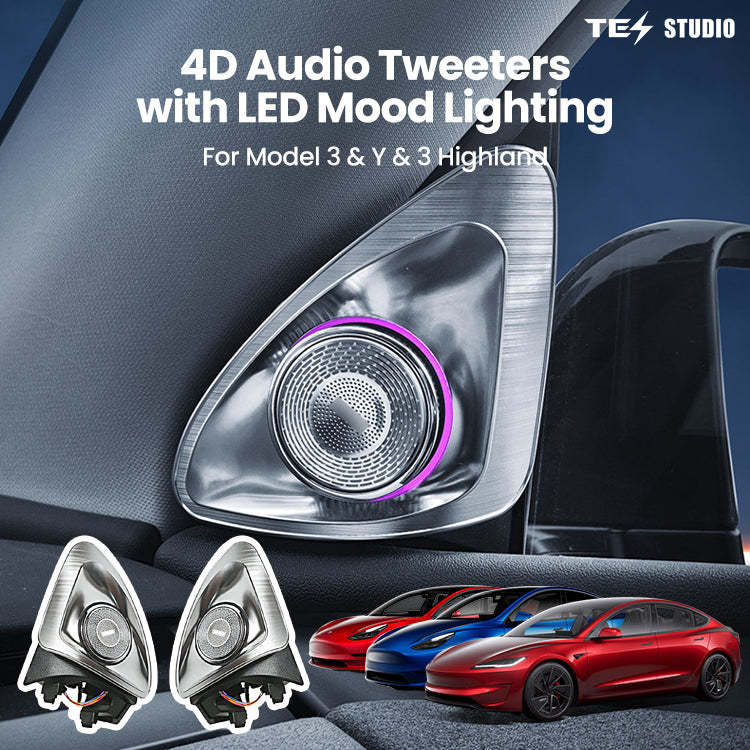 Tesla Model 3&Y&3 Highland 4D Rotating Tweeter Speakers with LED Ambient Light Tesstudio?