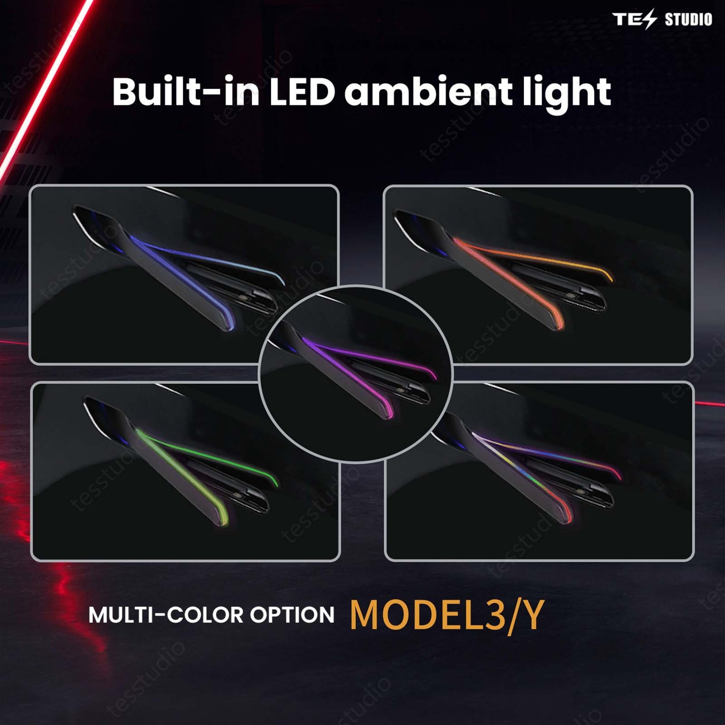 Tesla Model 3/Y/ 3 Highland Auto Door Handles With Colorful LED Lights（ V6 Plus）Tesstudio®