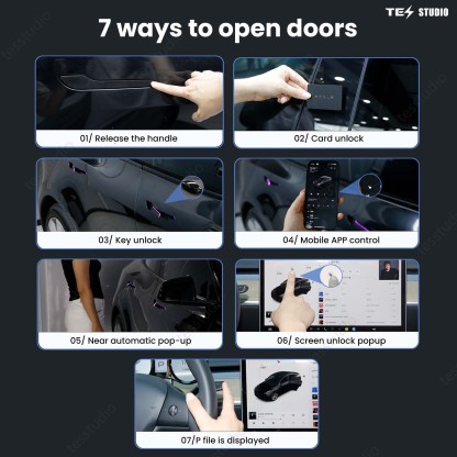 Tesla Model 3/Y/ 3 Highland Auto Door Handles With Colorful LED Lights（ V6 Plus）Tesstudio®