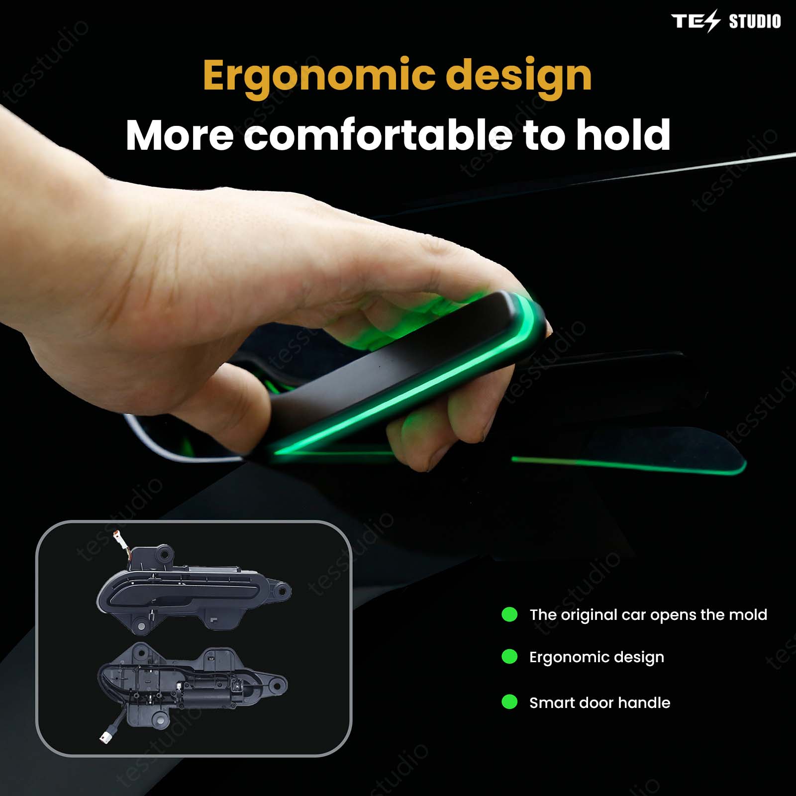 Tesla Model 3/Y/ 3 Highland Auto Door Handles With Colorful LED Lights（ V6 Plus）Tesstudio®