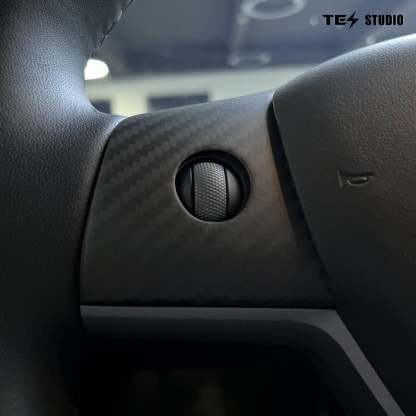 Tesla Model 3/Y Real Carbon Fiber Steering Wheel Decal Model 3/Y Steering Wheel Trim Tesstudio? (3Pcs)