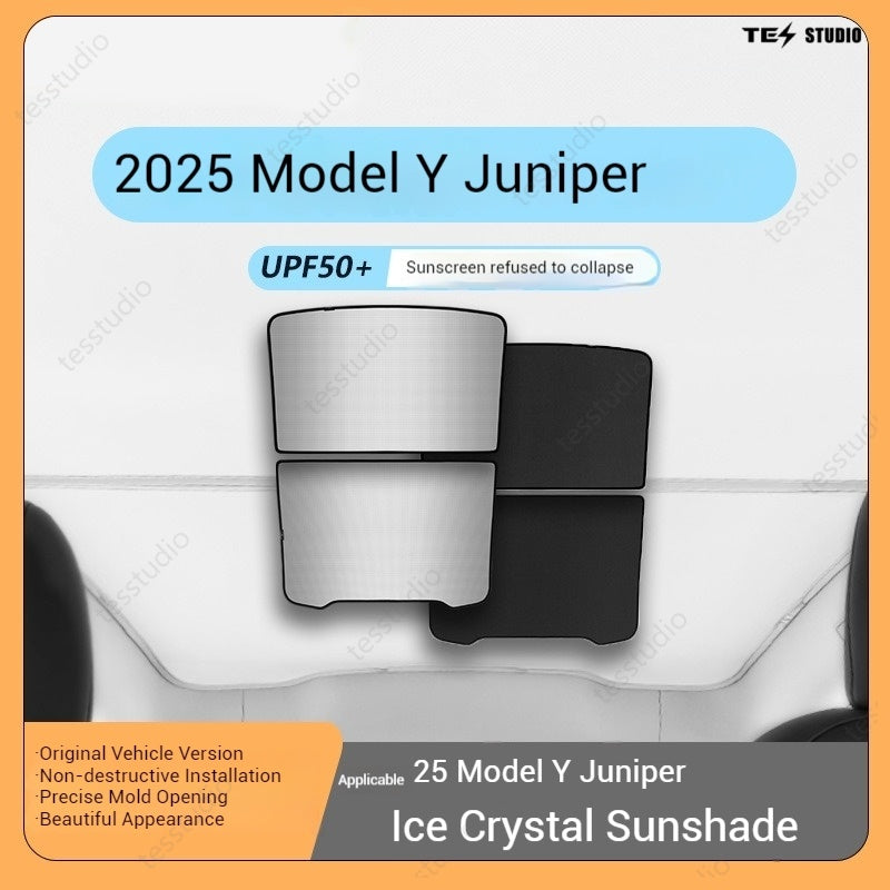 Tesla Model Y Juniper Crystal Mesh Sunshade  Model Y Juniper Sunshade Roof Shade Interior Accessories Tesstudio?