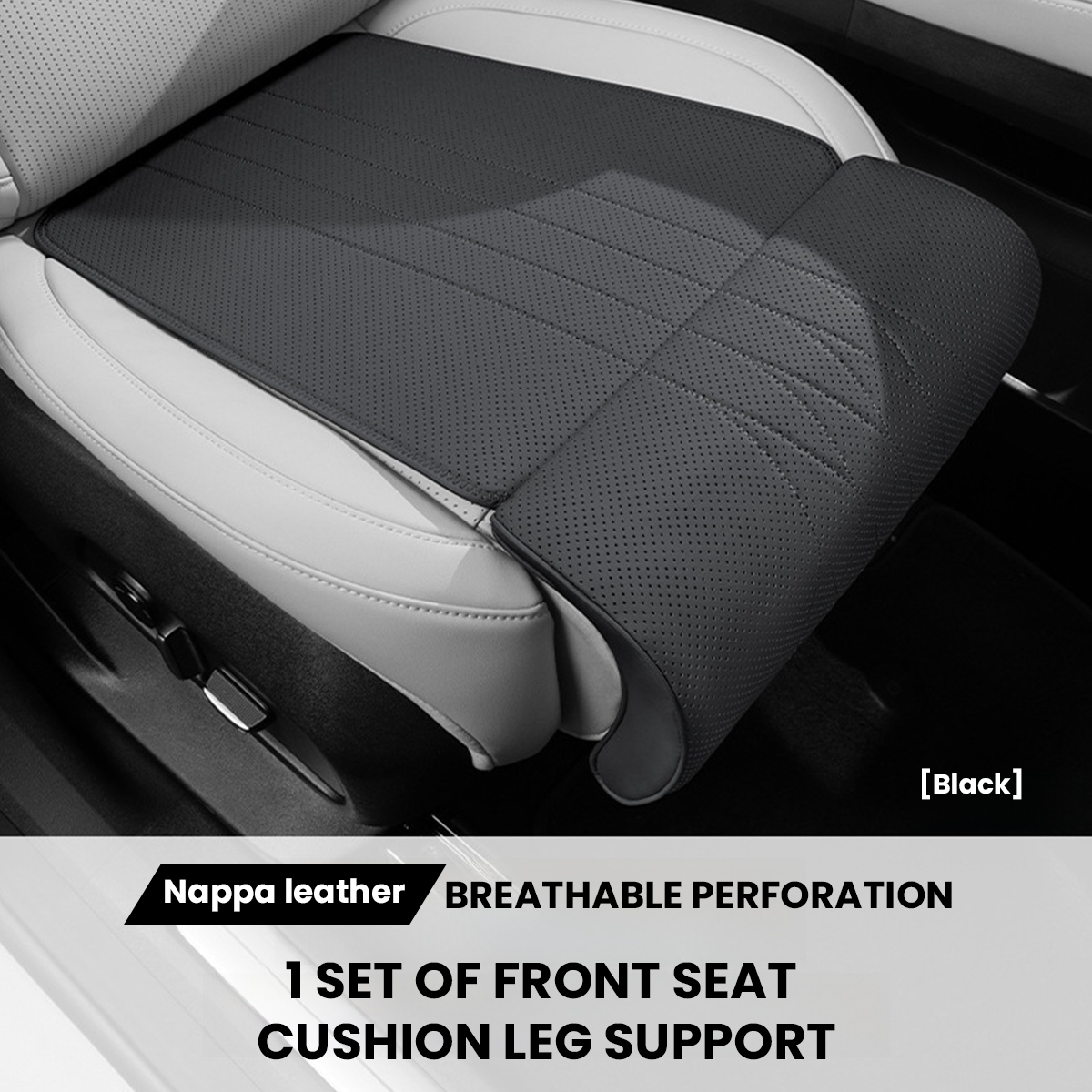 Tesstudio 2026 Premium Nappa Leather Front Seat Leg Support Cushion For Model 3/3 Highland /Y/ Y Juniper Black��1 Pcs��
