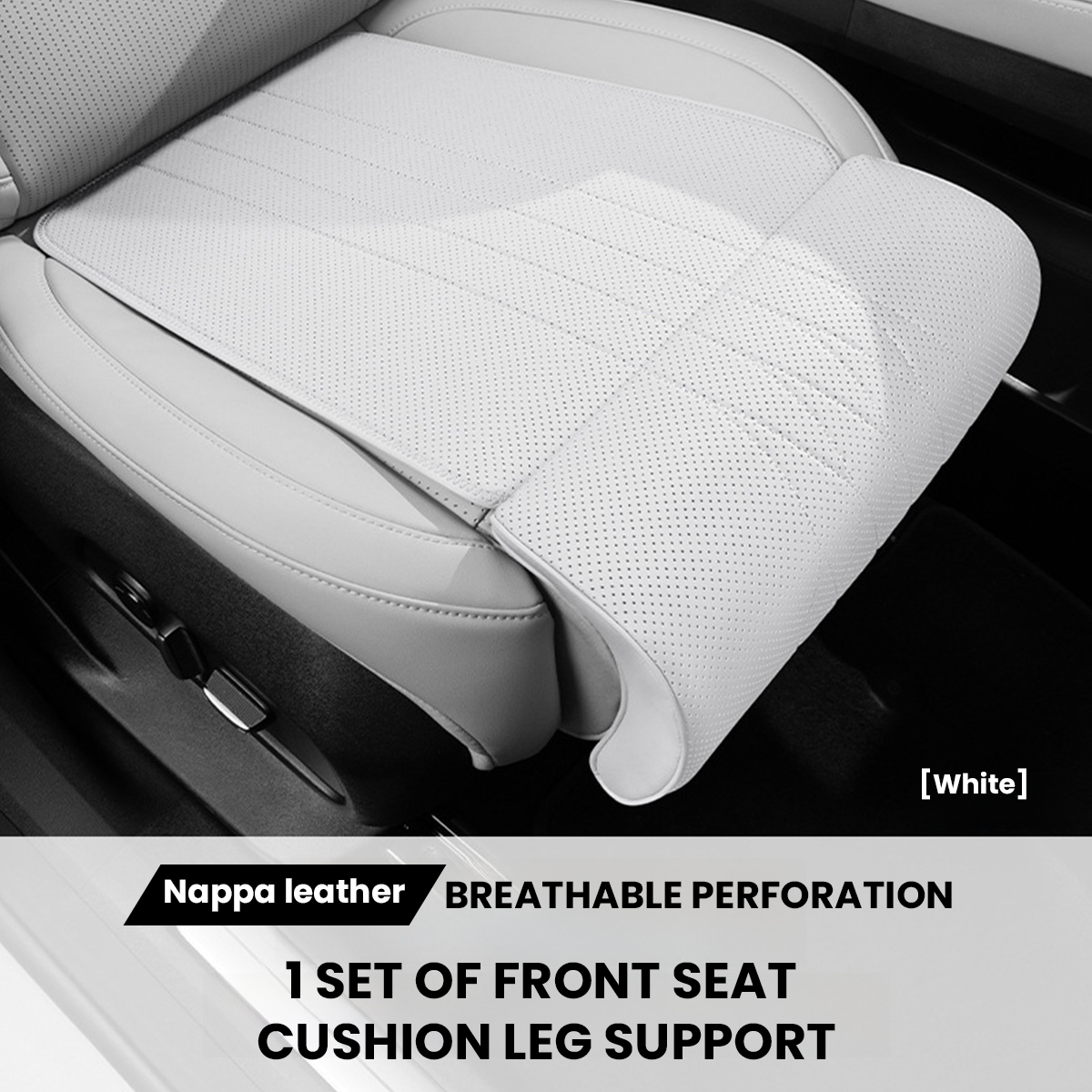 Tesstudio 2026 Premium Nappa Leather Front Seat Leg Support Cushion For Model 3/3 Highland /Y/ Y Juniper White��1 Pcs��
