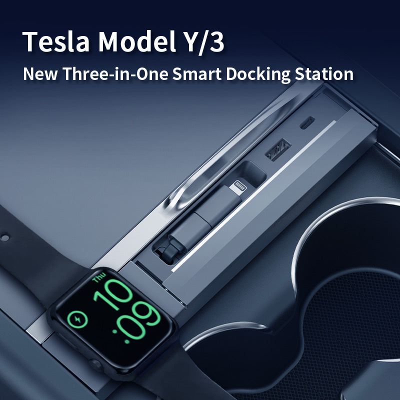Tesstudio 3-in-1 Smart Center Console Charging Dock for Tesla Model 3 Highland/Model Y Juniper