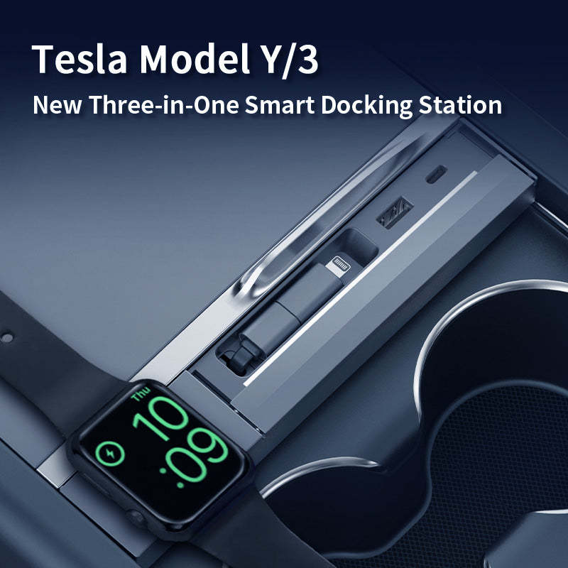 Tesstudio 3-in-1 Smart Center Console Charging Dock for Tesla Model 3 Highland/Model Y Juniper