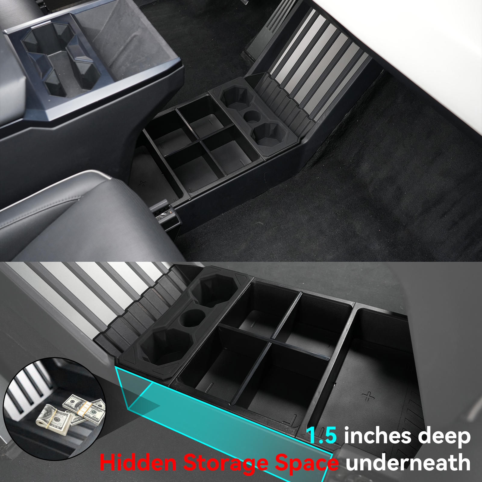 Tesstudio Bundle of Cybertruck Screen Back Tray+ Cup Holder Front Tray