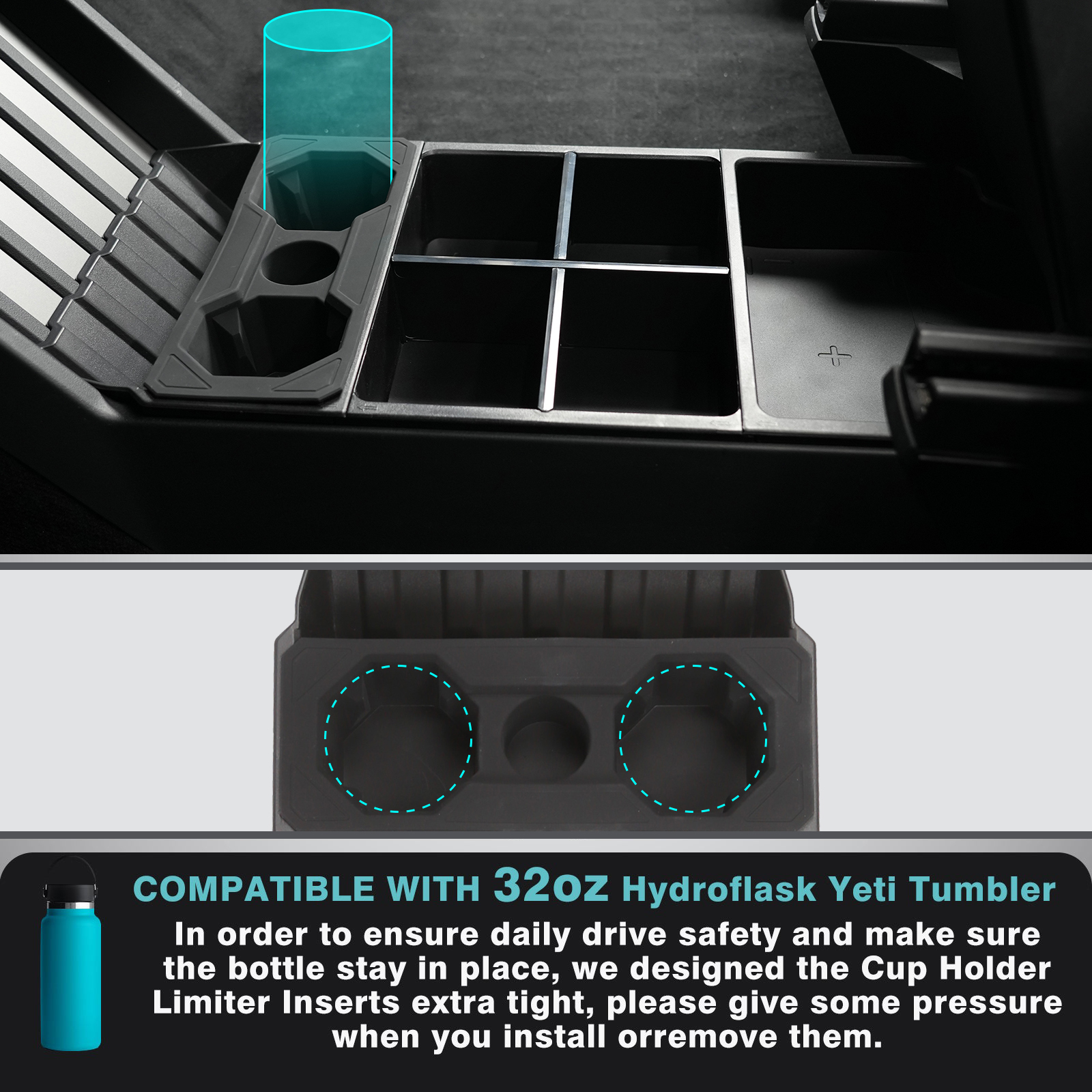 Tesstudio Bundle of Cybertruck Screen Back Tray+ Cup Holder Front Tray