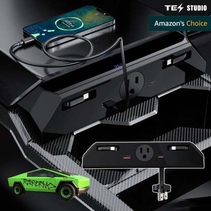 Tesstudio Center Console 110V/USB Charger Hub Outlet With 110V(AC)/5V For Tesla Cybertruck