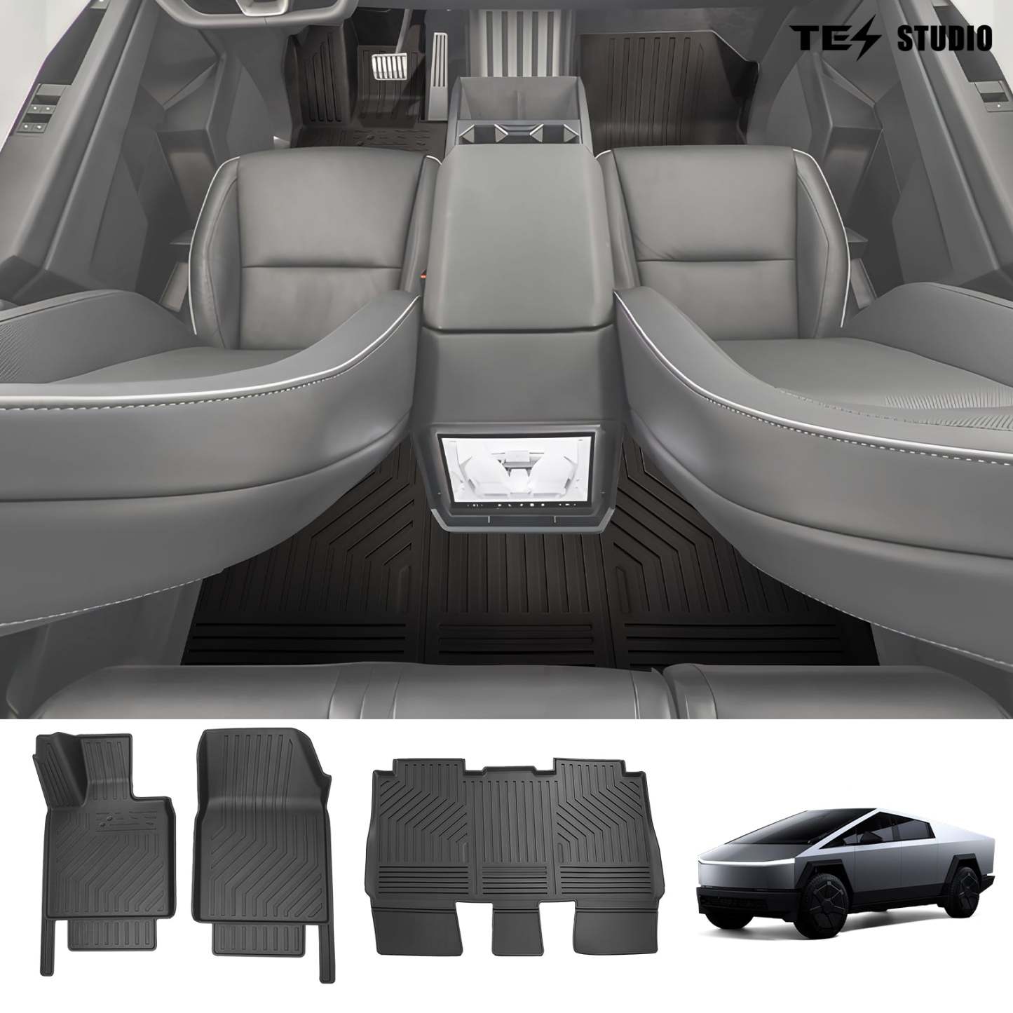 Tesstudio Floor Liners Mats Weather Tech Mats TPE For Tesla Cybertruck