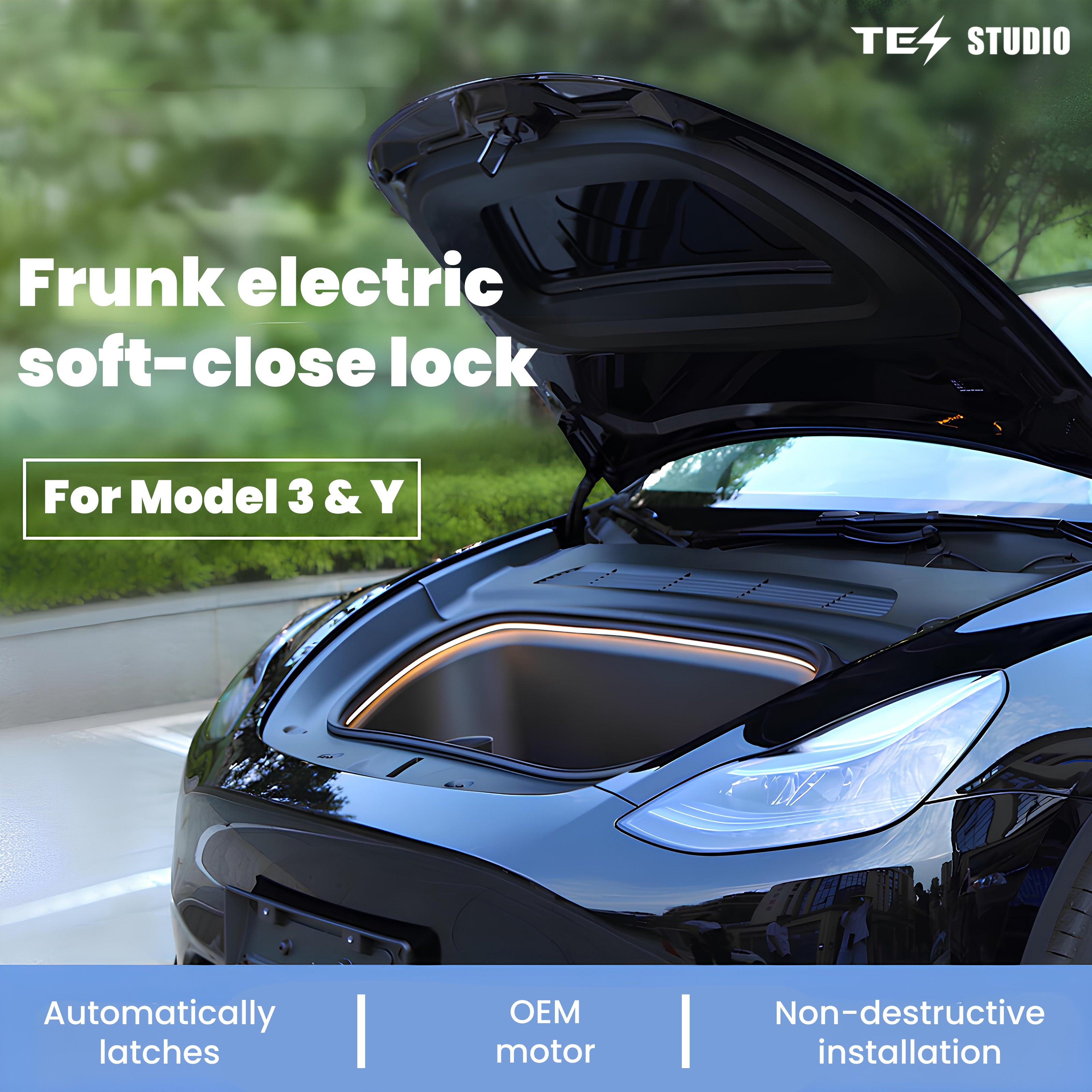 Tesstudio Front Trunk Electric Suction Lock For Tesla Model Y /3/ Model 3 Highland / Model Y Juniper