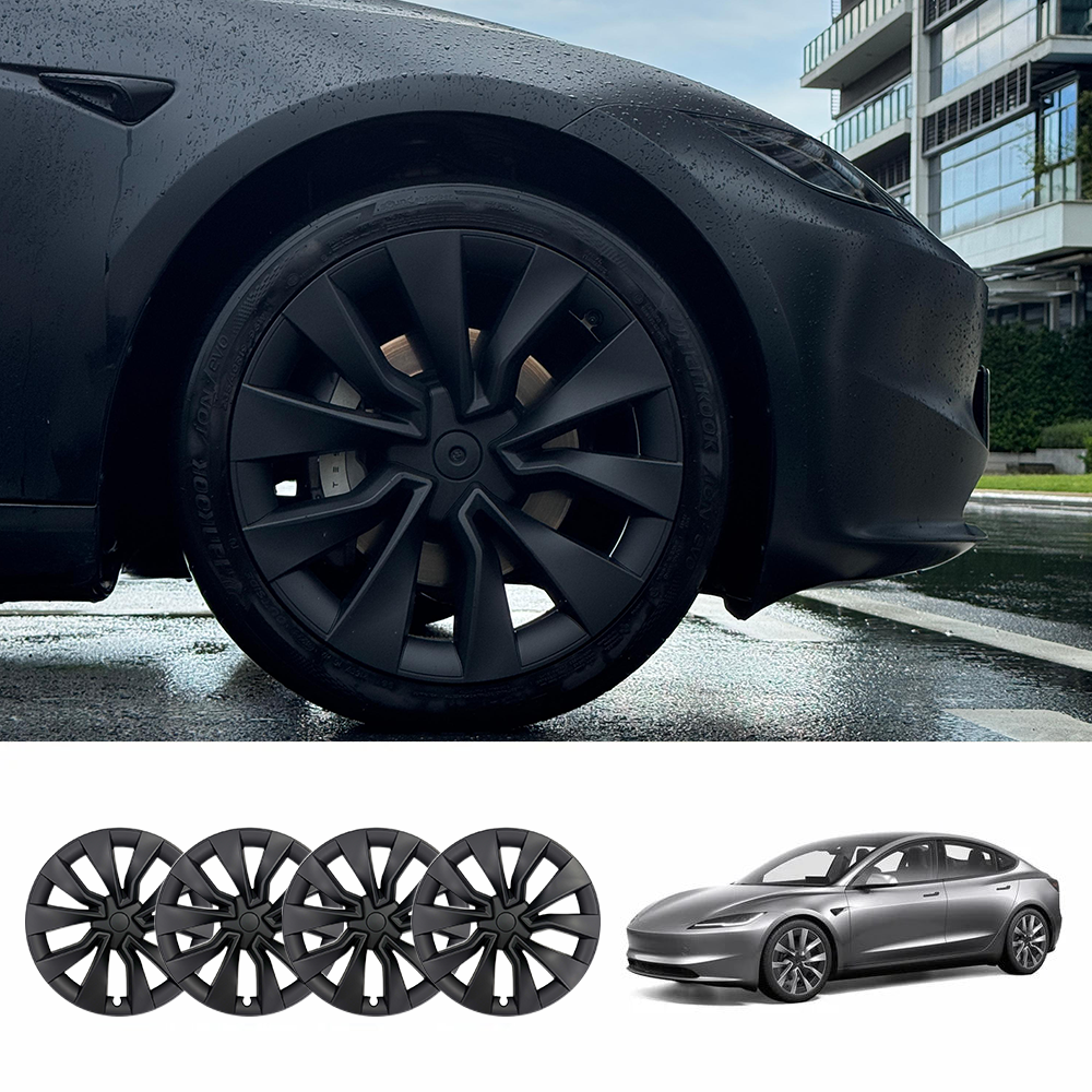 Tesstudio Model 3 Highland (2023.08+) 19���� X-Style Wheel Covers�CAerodynamic,Protective Stylish Upgrade, Matte Black