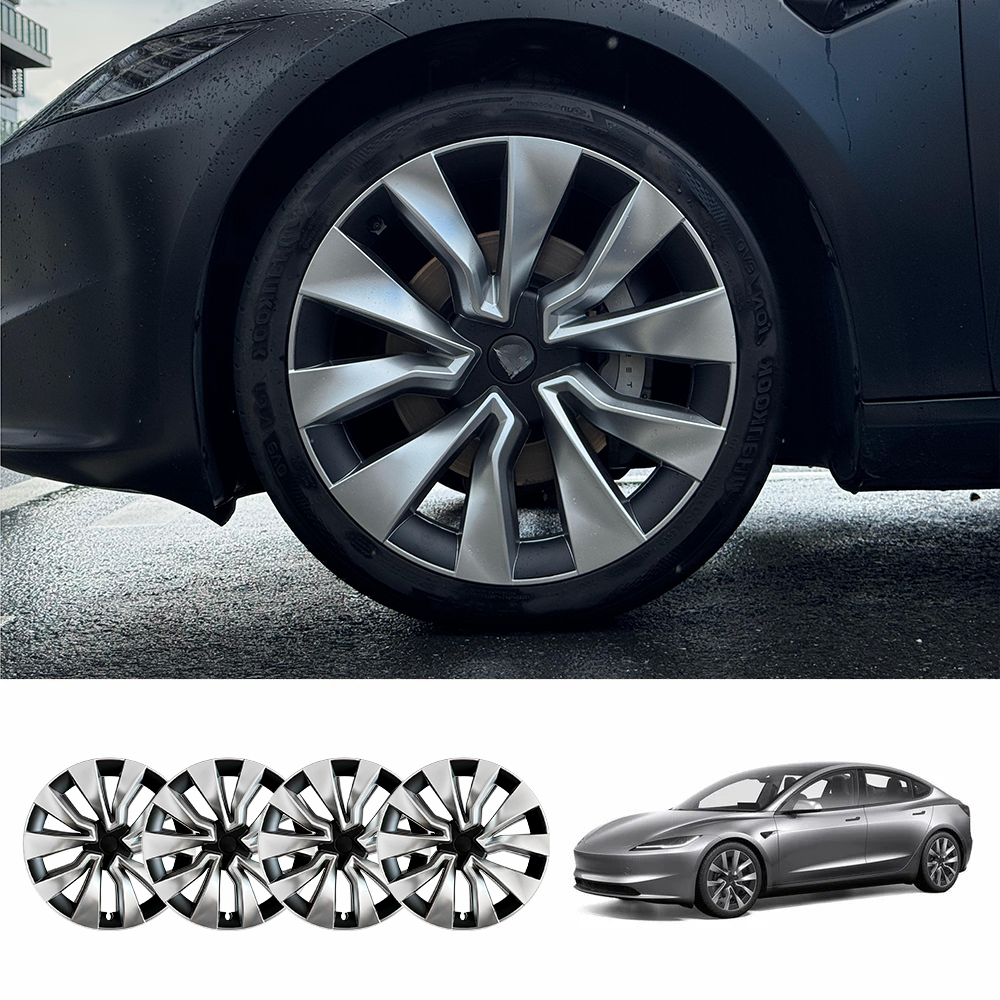 Tesstudio Model 3 Highland (2023.08+) 19���� X-Style Wheel Covers�CAerodynamic,Protective Stylish Upgrade, Silver