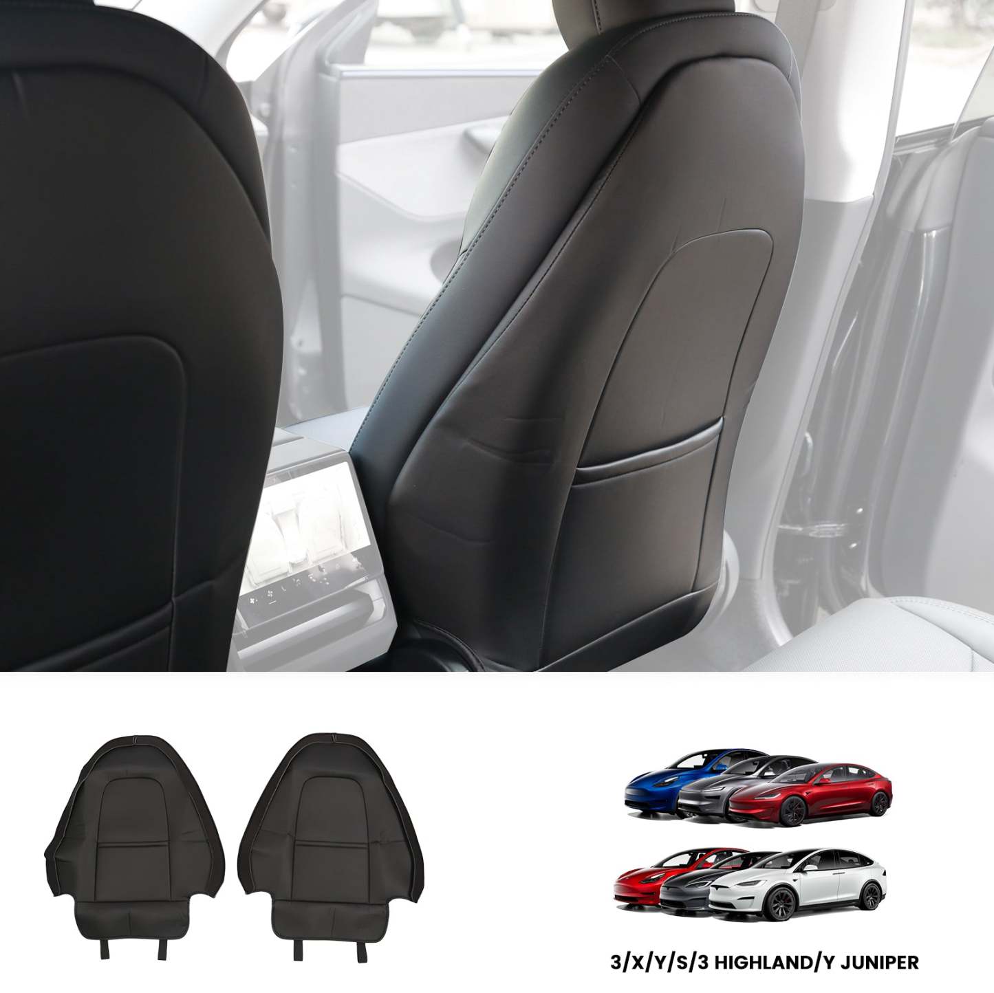 Tesstudio Premium Seat Back Kick Protector for Tesla Model 3/Y/X/S