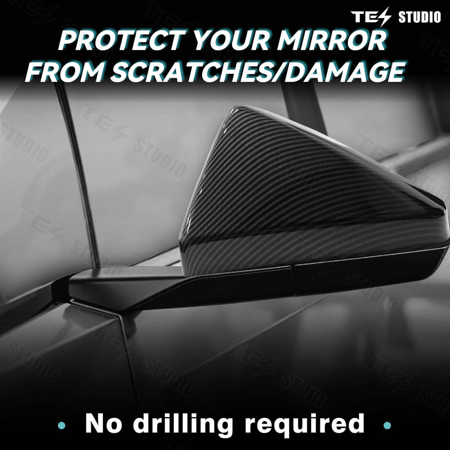 Tesstudio Carbon Fiber Side View Mirror Covers for Tesla Cybertruck