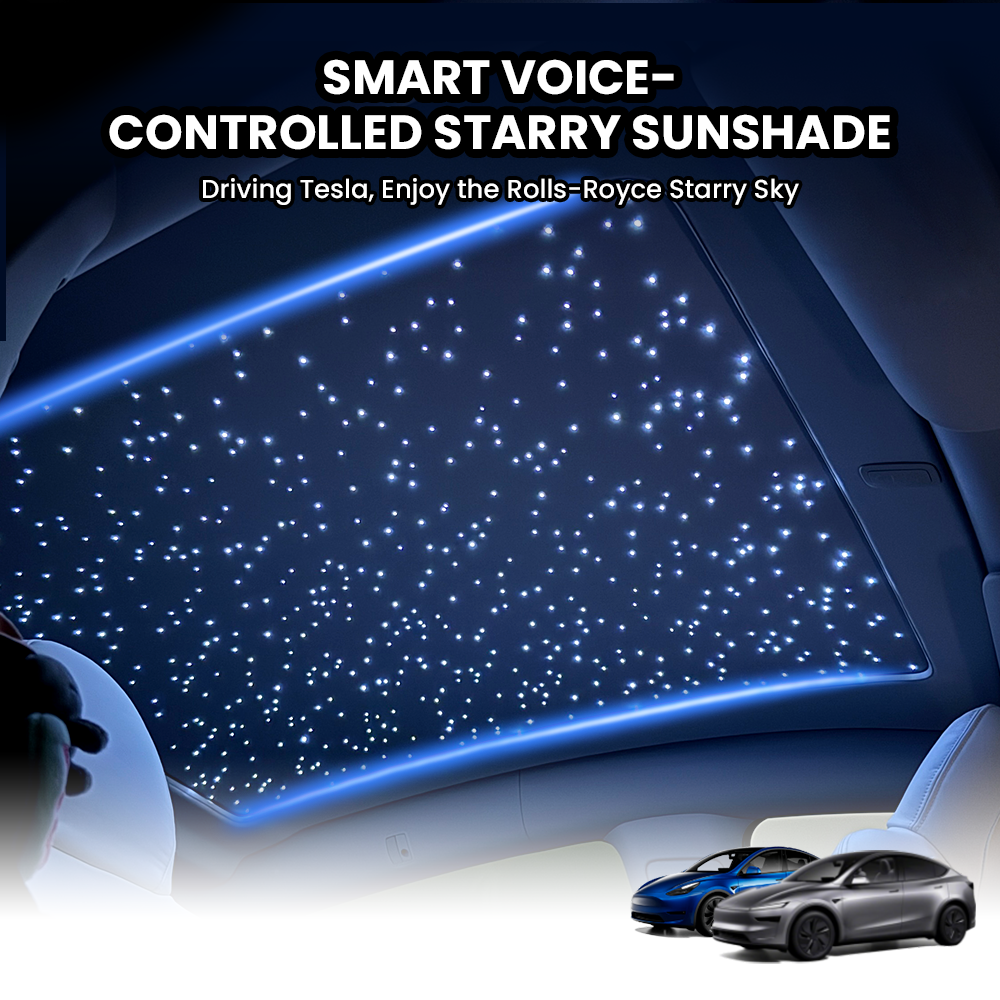 Tesstudio Smart Voice-Controlled Starry Sunshade for Tesla Model Y / Y Yuniper  Cybertruck | Enjoy the Rolls-Royce Starry Sky