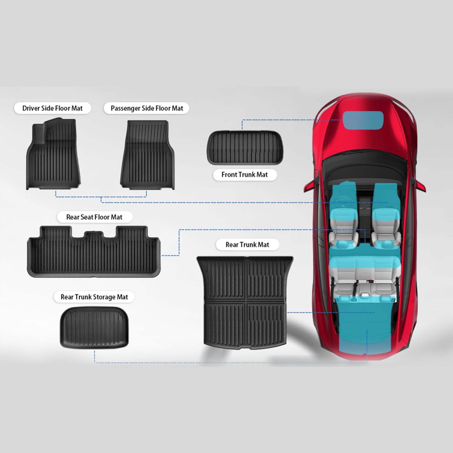 Tesstudio TPE Mats Floor Mats For Tesla Model Y Juniper